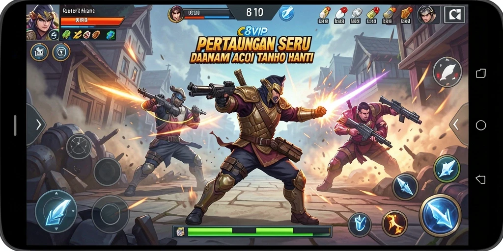 Tampilan aksi seru dalam gameplay C8VIP.