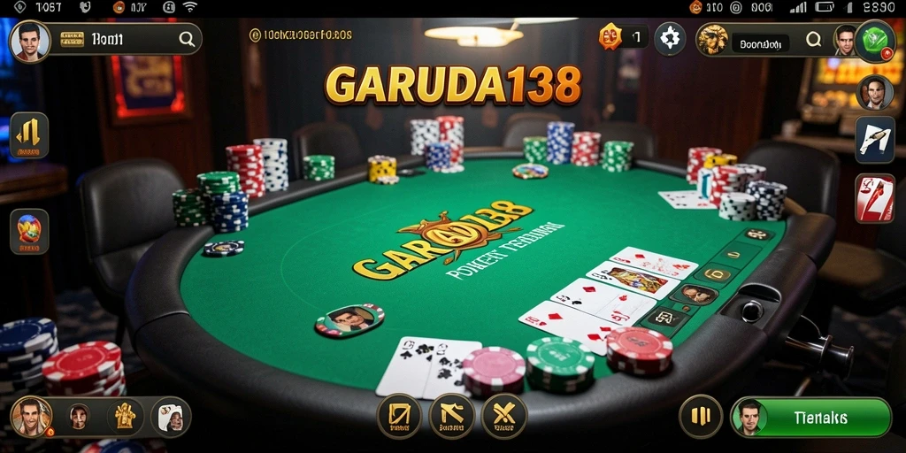 Screenshot gameplay GARUDA138 menampilkan aksi poker yang intens dan seru.