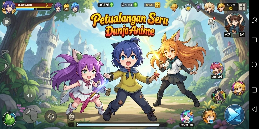 Tampilan gameplay KG778 yang menarik dengan karakter anime ikonik.