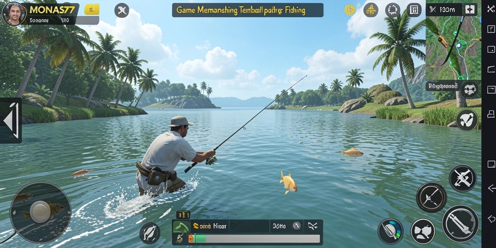 Screenshot MONAS77 menampilkan gameplay memancing yang menarik dan seru.