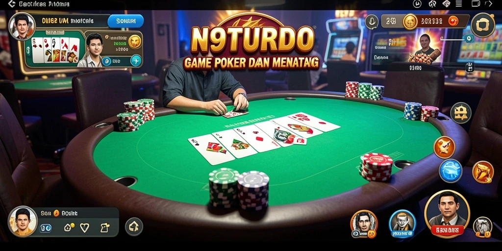 Screenshot N9TURBO menunjukkan aksi seru dalam permainan Poker.