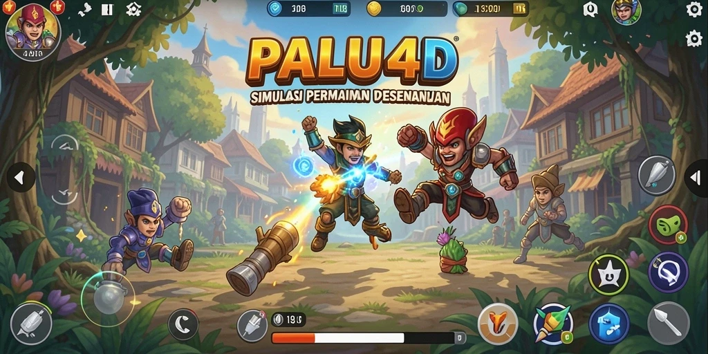 Tampilan gameplay PALU4D yang menarik dengan interaksi antar karakter.